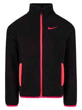 Nike Girls Black Pink Full Zip Fleece Jacket Size 6X NWT